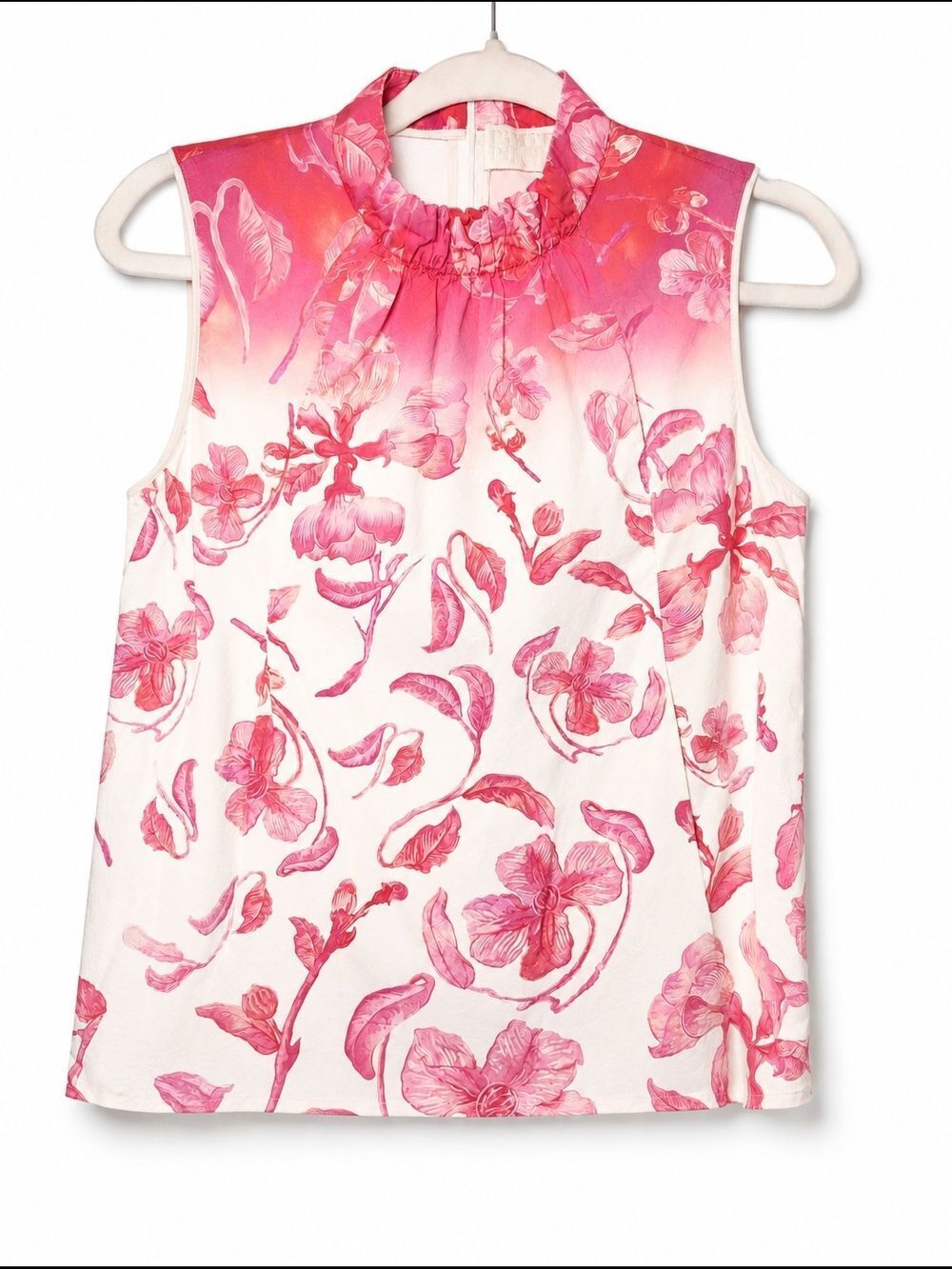 Peter Pilotto Women's Floral Ombré Sleeveless Top Size 6 Designer High Neck Blou